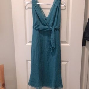 Elie Tahari Vintage silk sleeveless dress tie front lined size 4 aqua